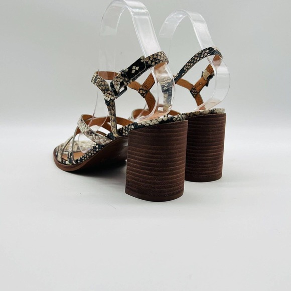 Madewell Womens 7.5 Gray Leather Snake Print Block Heel Strappy Shoes EUC - Picture 5 of 12